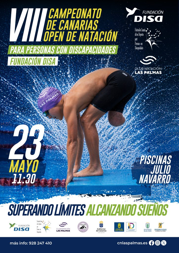 Cartel del VIII Campeonato de Canarias de Natación Adaptada OPEN e Inclusivo Fundación Disa